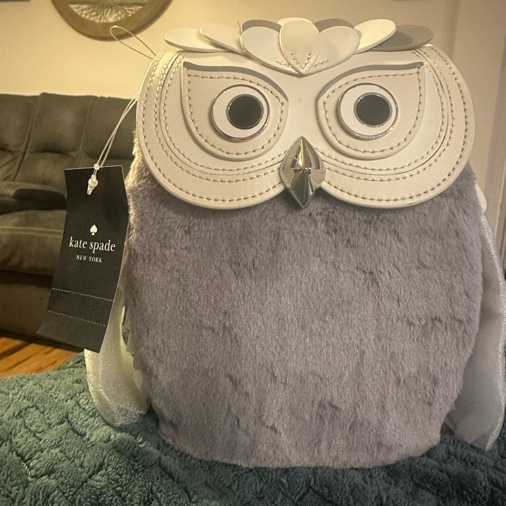 Kate Spade Gray and White Owl Crossbody Bag